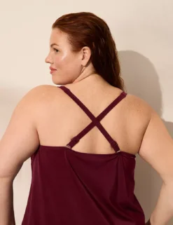Underwire Balconette Chain-Detail Tankini Top Mudra Maroon 12 Underwire Balconette Chain-Detail Tankini Top Mudra Maroon -Lanebryant Shop 410882 0000113076 alt4