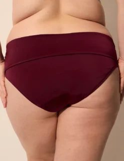Foldover-Waist Swim Brief Mudra Maroon