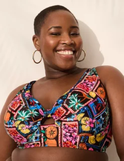 Underwire Knot-Front Bikini Top Postcards From Paradise -Lanebryant Shop 411030 0000114073 alt2