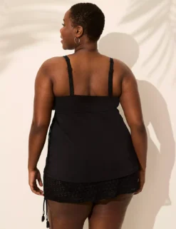 Crochet No-Wire Three-Tier Tankini Top Black