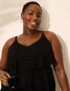 Crochet No-Wire Three-Tier Tankini Top Black -Lanebryant Shop 411045 0000015738 alt2