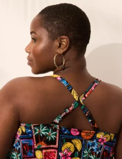 Underwire Blouson Tankini Top Postcards From Paradise Swim Black 12 Underwire Blouson Tankini Top Postcards From Paradise Swim Black -Lanebryant Shop 411224 0000114073 alt4