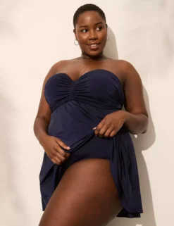Underwire Versatile-Strap Halter-Neck Swim Dress Maritime Blue 12 Underwire Versatile-Strap Halter-Neck Swim Dress Maritime Blue -Lanebryant Shop 411226 0000028161 alt4