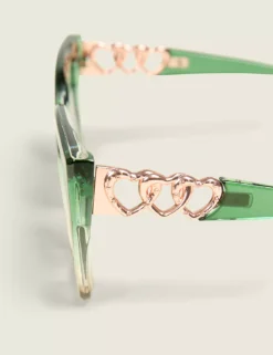 Green Ombre Heart-Detail Sunglasses Kelly Green