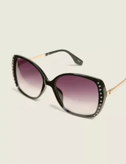 Rhinestone Black Sunglasses Black