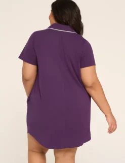 Comfy Cotton Notch-Neck Sleepshirt Purple Pennant