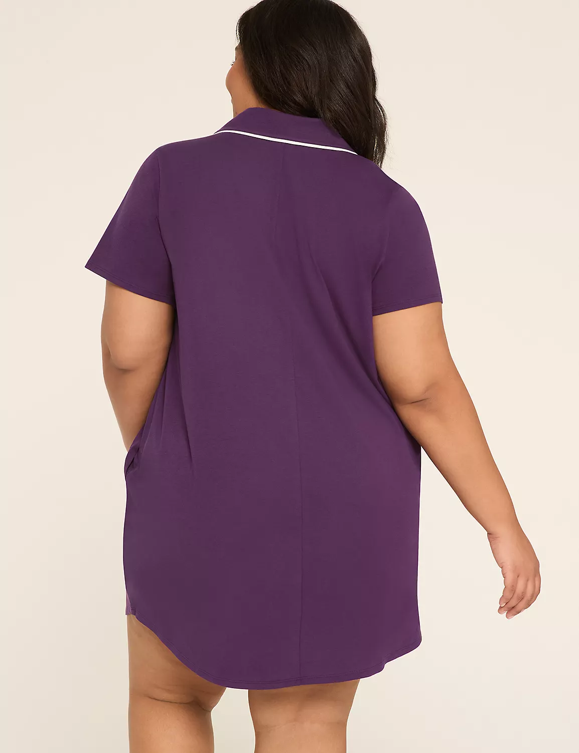 Comfy Cotton Notch-Neck Sleepshirt Purple Pennant 3 Comfy Cotton Notch-Neck Sleepshirt Purple Pennant