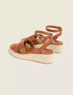 Dream Cloud Ankle Strap Espadrille Wedge Cognac