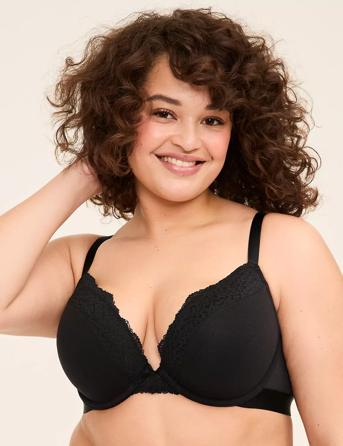 Cotton Boost Plunge Bra With Lace Black 6 Cotton Boost Plunge Bra With Lace Black - Image 4