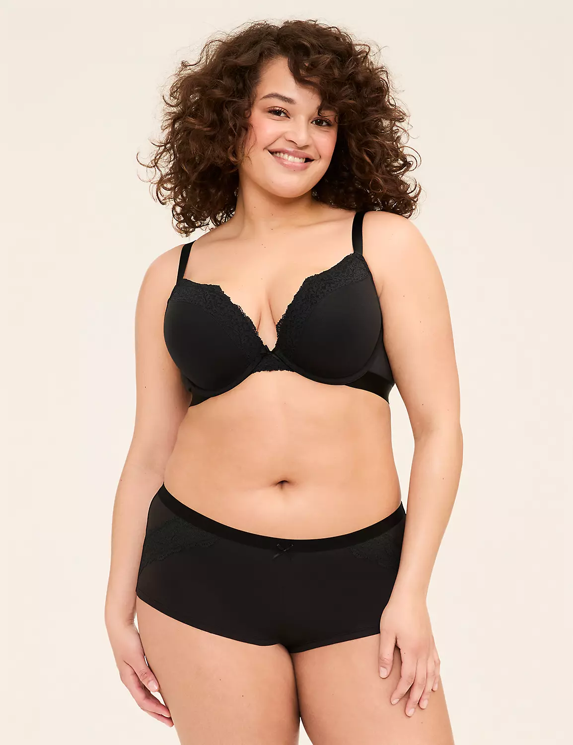 Cotton Boost Plunge Bra With Lace Black 5 Cotton Boost Plunge Bra With Lace Black - Image 3