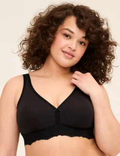 Cotton No-Wire Unlined Full Coverage Bra Black 8 Cotton No-Wire Unlined Full Coverage Bra Black -Lanebryant Shop 411388 0000006395