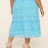 Drawstring-Waist Tiered Midi Skirt Blue Paisley -Lanebryant Shop 411457 0000114360 Back