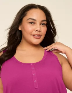 Comfy Cotton Henley Tunic & Bike Short PJ Set Magenta Petal 8 Comfy Cotton Henley Tunic & Bike Short PJ Set Magenta Petal -Lanebryant Shop 411465 0000114617 alt2