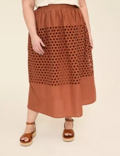 Eyelet Maxi Skirt Brown -Lanebryant Shop 411480 0000009422