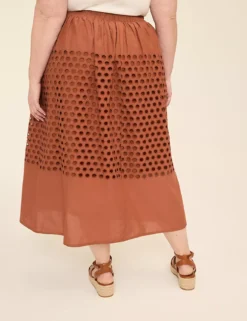 Eyelet Maxi Skirt Brown