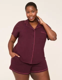 Comfy Cotton Notch-Neck Top & Short PJ Set Fig 11 Comfy Cotton Notch-Neck Top & Short PJ Set Fig -Lanebryant Shop 411481 0000008624
