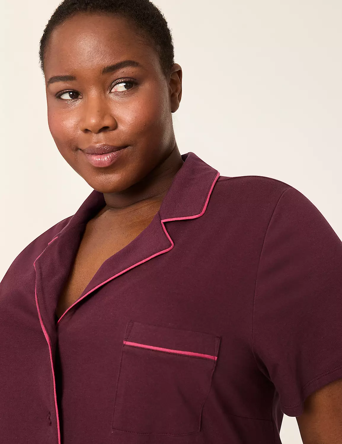 Comfy Cotton Notch-Neck Top & Short PJ Set Fig 5 Comfy Cotton Notch-Neck Top & Short PJ Set Fig - Image 3