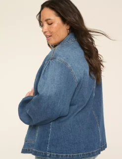 Blouson-Sleeve Denim Jacket Dark Denim