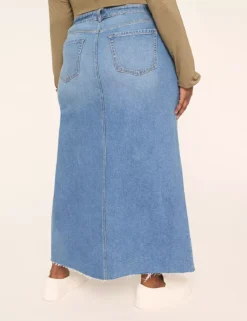 Embellished Denim Maxi Skirt Medium Denim