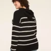 Striped Sweater Hoodie Black And White Stripe -Lanebryant Shop 412011 0000115124 Back