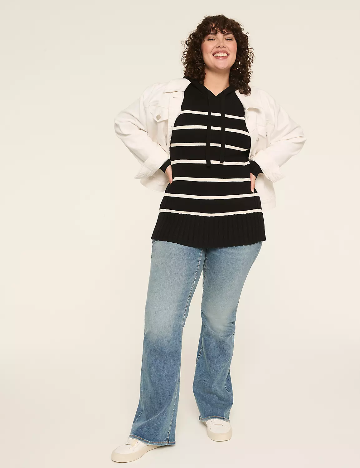 Striped Sweater Hoodie Black And White Stripe 4 Striped Sweater Hoodie Black And White Stripe - Image 2