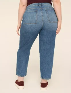 High-Rise Patch-Pocket Ankle Jean Medium Denim