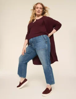 High-Rise Patch-Pocket Ankle Jean Medium Denim 7 High-Rise Patch-Pocket Ankle Jean Medium Denim -Lanebryant Shop 412015 0000012013 alt1