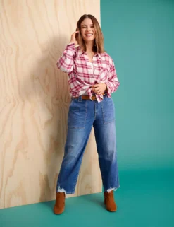 High-Rise Patch-Pocket Ankle Jean Medium Denim 8 High-Rise Patch-Pocket Ankle Jean Medium Denim -Lanebryant Shop 412015 0000012013 alt2