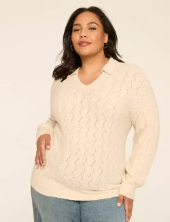 Collared V-Neck Sweater Oatmeal 7 Collared V-Neck Sweater Oatmeal -Lanebryant Shop 412019 0000114762