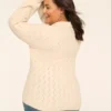 Collared V-Neck Sweater Oatmeal 1 Collared V-Neck Sweater Oatmeal -Lanebryant Shop 412019 0000114762 Back
