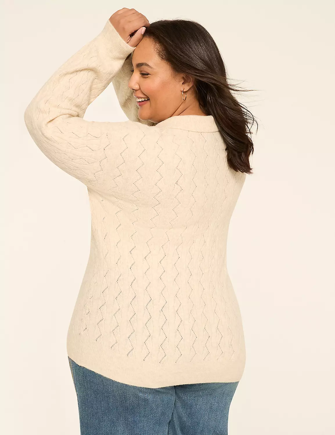 Collared V-Neck Sweater Oatmeal 3 Collared V-Neck Sweater Oatmeal