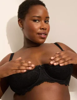 Lace Quarter Cup Bra Black 9 Lace Quarter Cup Bra Black -Lanebryant Shop 412065 0000006395