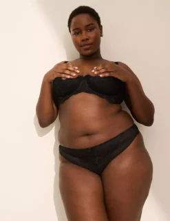 Lace Quarter Cup Bra Black 8 Lace Quarter Cup Bra Black -Lanebryant Shop 412065 0000006395 alt3