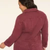 Classic Denim Jacket Burgundy 1 Classic Denim Jacket Burgundy -Lanebryant Shop 412078 0000008433 Back