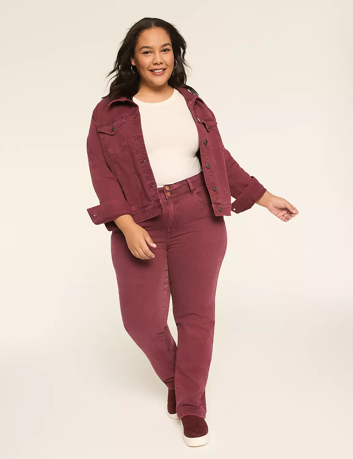 Classic Denim Jacket Burgundy 4 Classic Denim Jacket Burgundy - Image 2