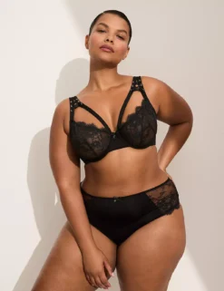 Unlined Lace-Up Strap Balconette Bra Black 8 Unlined Lace-Up Strap Balconette Bra Black -Lanebryant Shop 412092 0000006395 alt3
