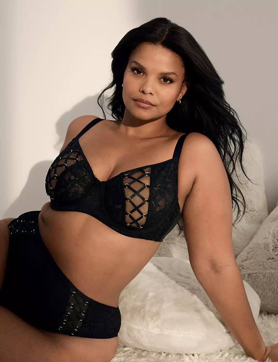 Unlined Lace-Up Balconette Bra Black 6 Unlined Lace-Up Balconette Bra Black - Image 4