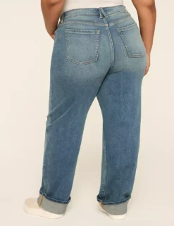 Relaxed Straight Cuffed-Hem Jean Medium Denim
