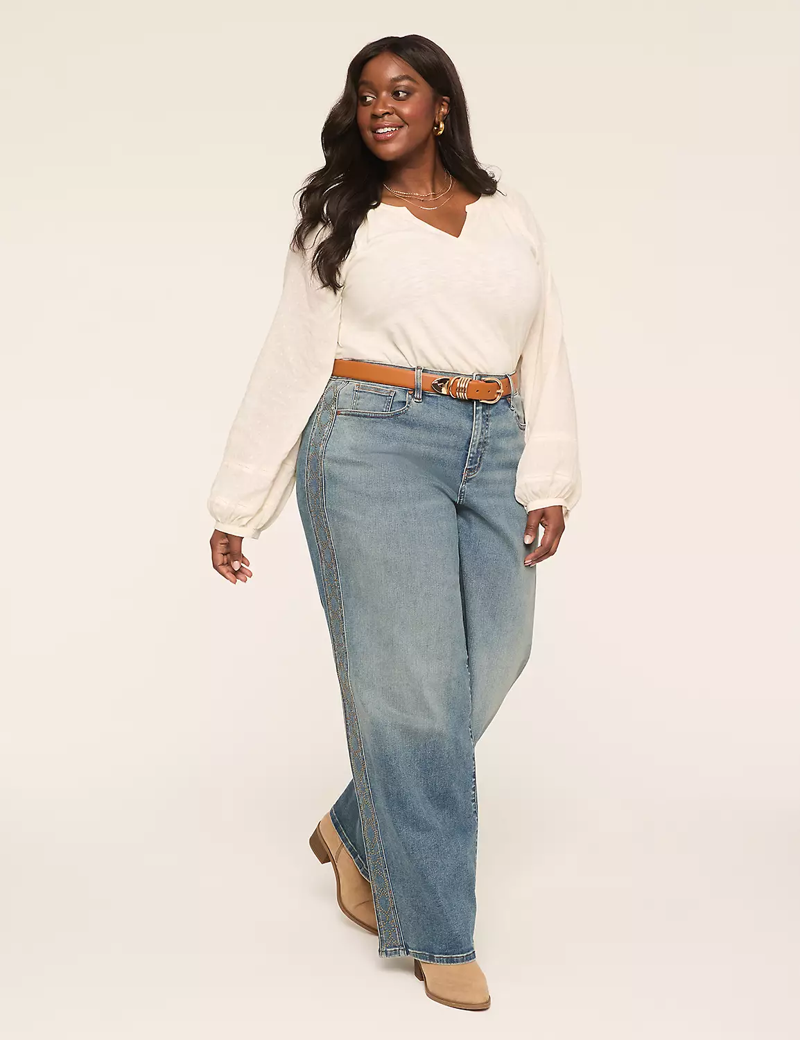 Signature Fit Stud-Detail Wide Leg Jean Medium Denim 4 Signature Fit Stud-Detail Wide Leg Jean Medium Denim - Image 2
