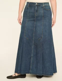 High-Rise Tulip-Hem Maxi Skirt Dark Denim 7 High-Rise Tulip-Hem Maxi Skirt Dark Denim -Lanebryant Shop 412126 0000012008
