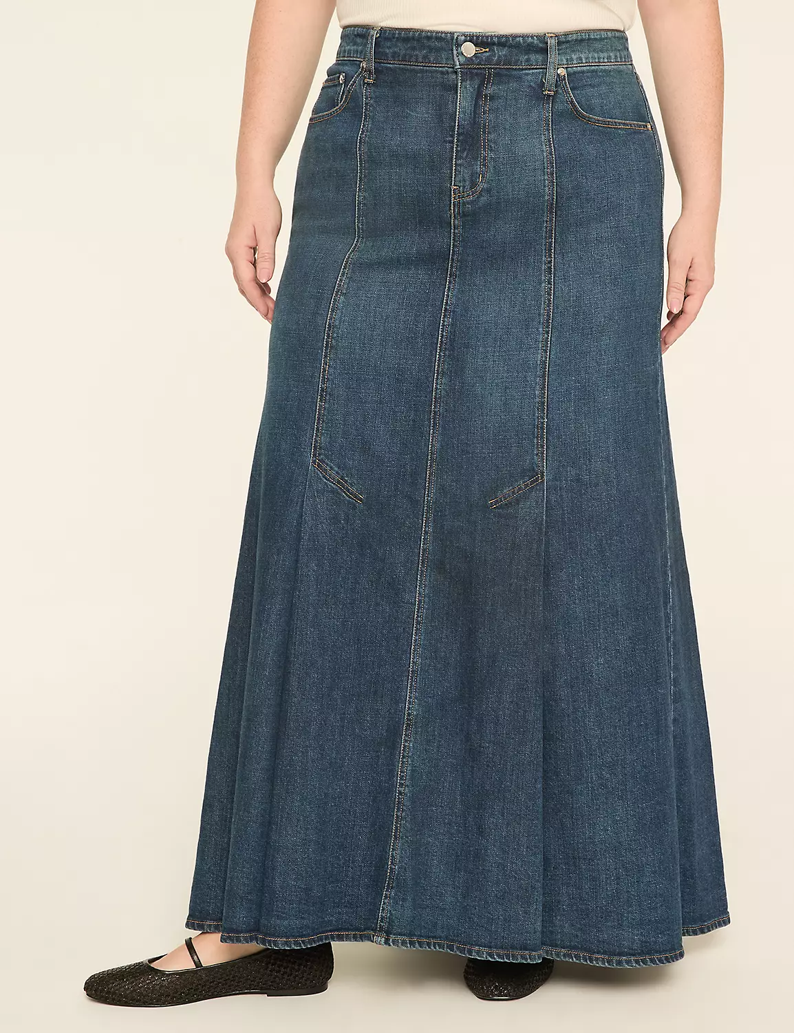 High-Rise Tulip-Hem Maxi Skirt Dark Denim 5 High-Rise Tulip-Hem Maxi Skirt Dark Denim - Image 3