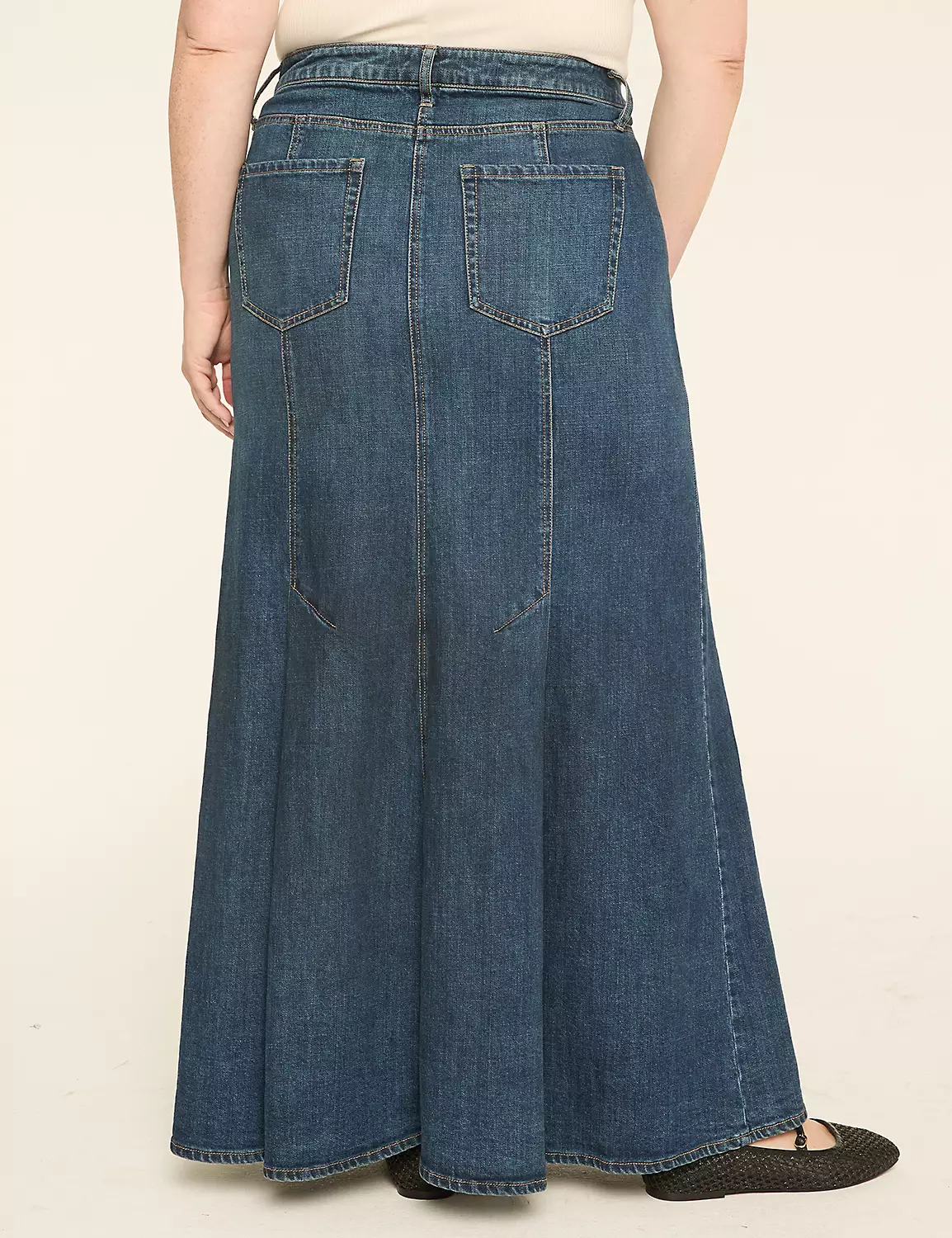 High-Rise Tulip-Hem Maxi Skirt Dark Denim 3 High-Rise Tulip-Hem Maxi Skirt Dark Denim