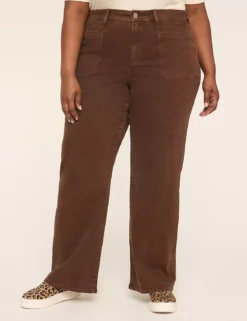 Relaxed Straight Patch-Pocket High-Rise Brown Jean Coffee 9 Relaxed Straight Patch-Pocket High-Rise Brown Jean Coffee -Lanebryant Shop 412152 0000028109