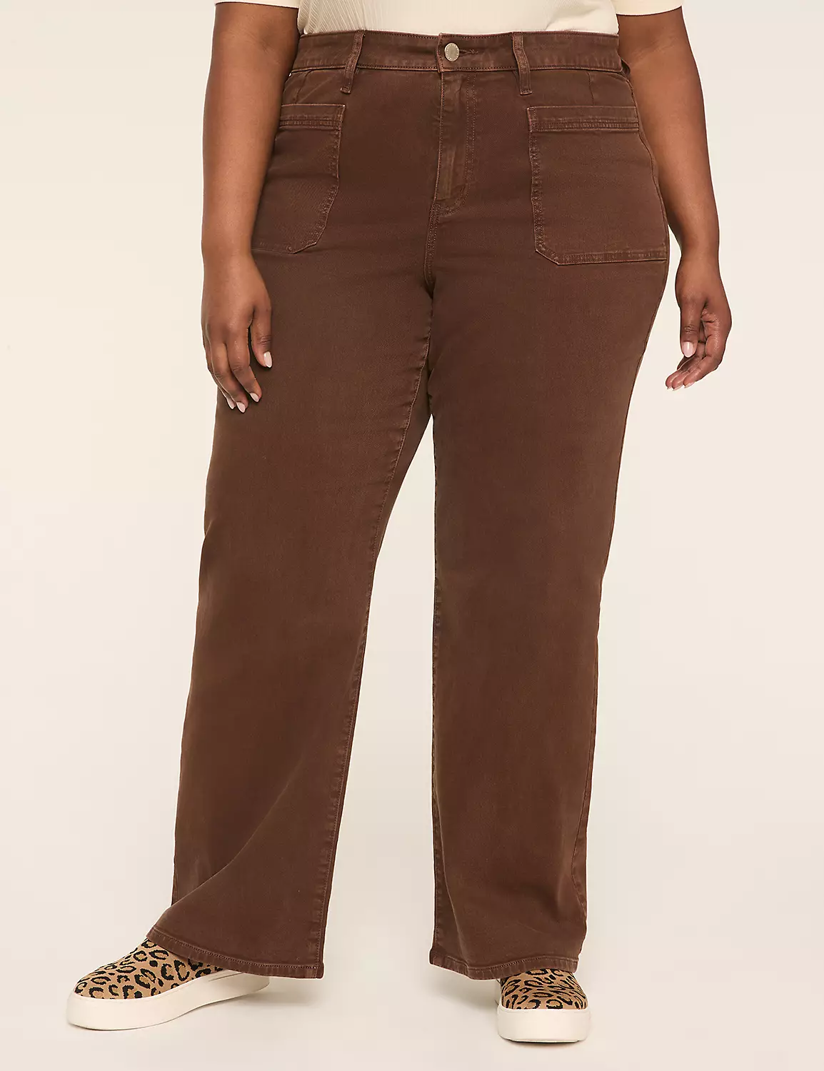 Relaxed Straight Patch-Pocket High-Rise Brown Jean Coffee 6 Relaxed Straight Patch-Pocket High-Rise Brown Jean Coffee - Image 4