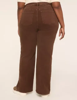Relaxed Straight Patch-Pocket High-Rise Brown Jean Coffee