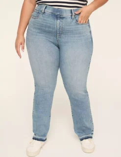 Tighter Tummy Fit Pull-On High-Rise Straight Jean Light Denim 7 Tighter Tummy Fit Pull-On High-Rise Straight Jean Light Denim -Lanebryant Shop 412206 0000012018