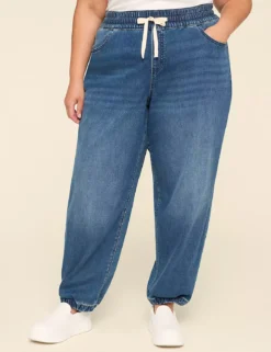 Pull-On Knit Denim Jogger - Medium Wash Medium Denim 7 Pull-On Knit Denim Jogger - Medium Wash Medium Denim -Lanebryant Shop 412302 0000012013