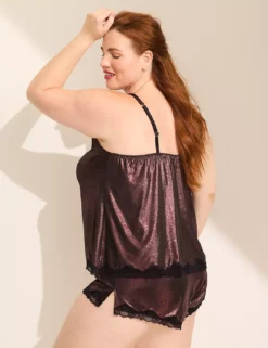 Seriously Sexy Foil Shimmer Cami & Short Set Black