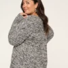 Cable Knit Pullover Sweater Black & White Marl 2 Cable Knit Pullover Sweater Black & White Marl -Lanebryant Shop 412353 0000115837 Back
