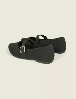 Dream Cloud Mary Jane Stretch Knit Ballet Flat Black